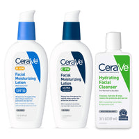 Thumbnail for CeraVe AM Face Moisturizer with SPF, PM Face Moisturizer & Hydrating Face Wash Skin Care Routine for Morning & Night | Travel Size Toiletries | 3oz Lotion + 3oz Lotion + 3oz Cleanser