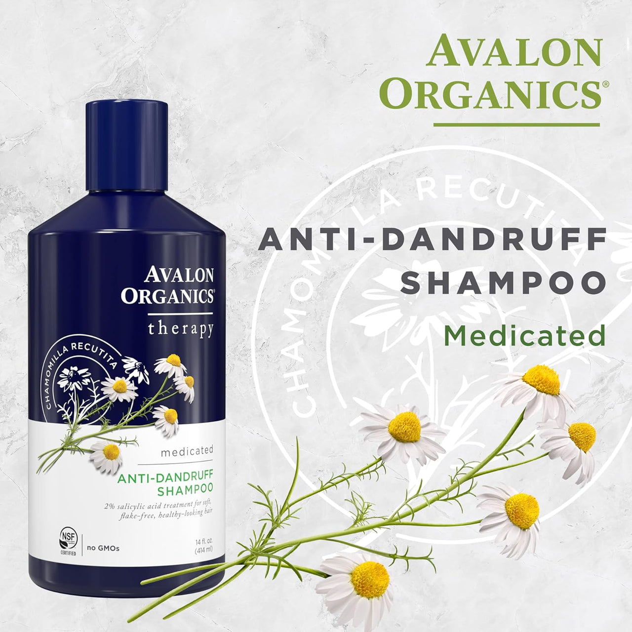 Avalon Organics Therapy Medicated Anti-Dandruff Shampoo for Soft, Flake-Free Hair