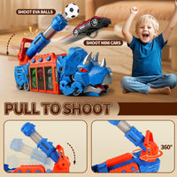 Thumbnail for STBEIMEIMY Triceratops Dinosaur Truck, Foldable Storage & Shooting with 10 Cars Foldable Storage Holds 10 Cars & 12 Soft Balls, Sturdy Non-Toxic Build, Indoor & Outdoor Play
