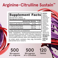 Thumbnail for Jarrow Formulas Arginine-Citrulline Sustain - Supplement Supports Nitric Oxide Production, Blood Flow & Cardiovascular Health - Men's Health Formula - Up to 60 Servings