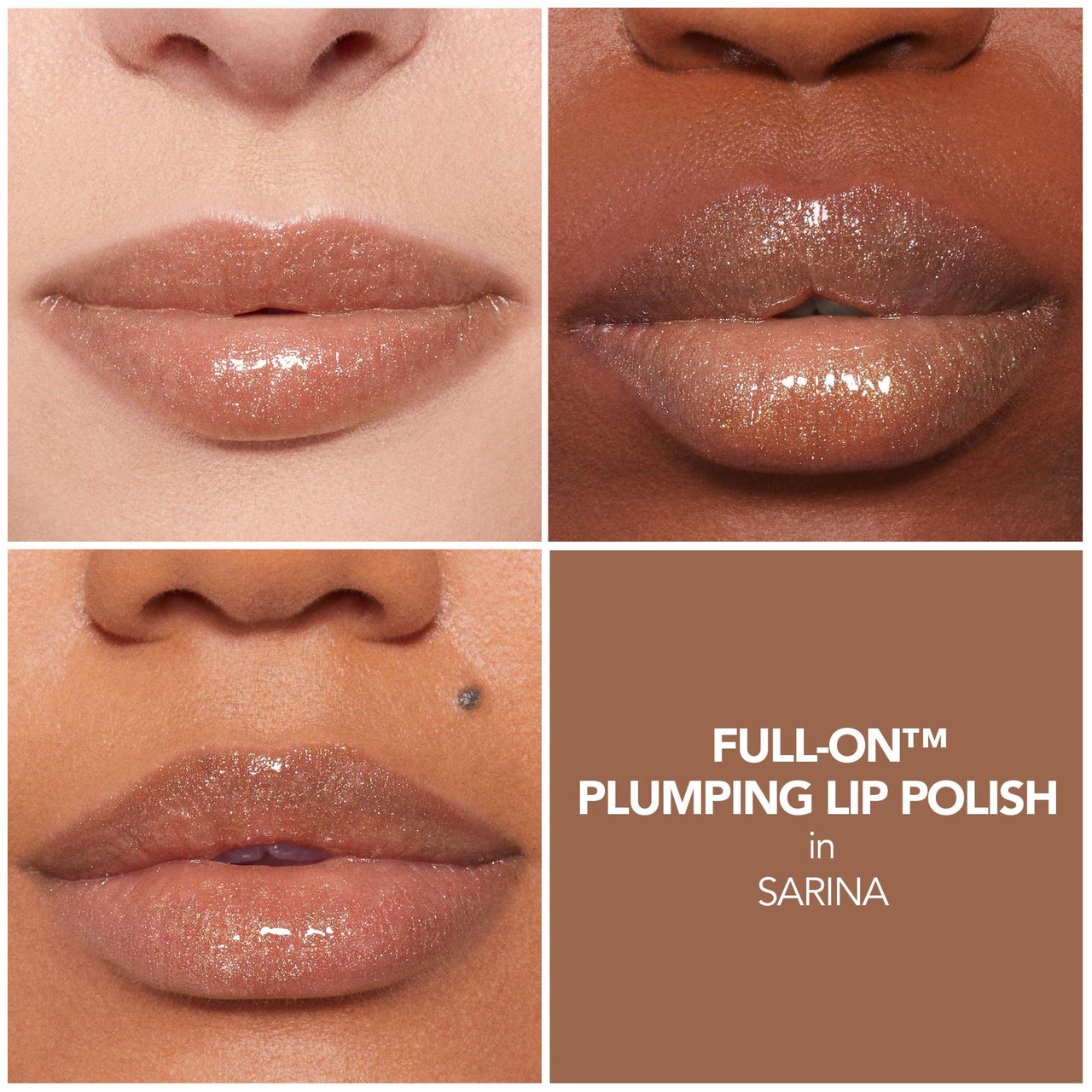 BUXOM Full-On Plumping Lip Polish, Tinted Lip Plumper Gloss with Peptides & Vitamin E, High-Shine Lip Gloss that Nourishes, Vegan, CK 4 Piece Set (Dolly, Sarina, Sophia, Celeste)