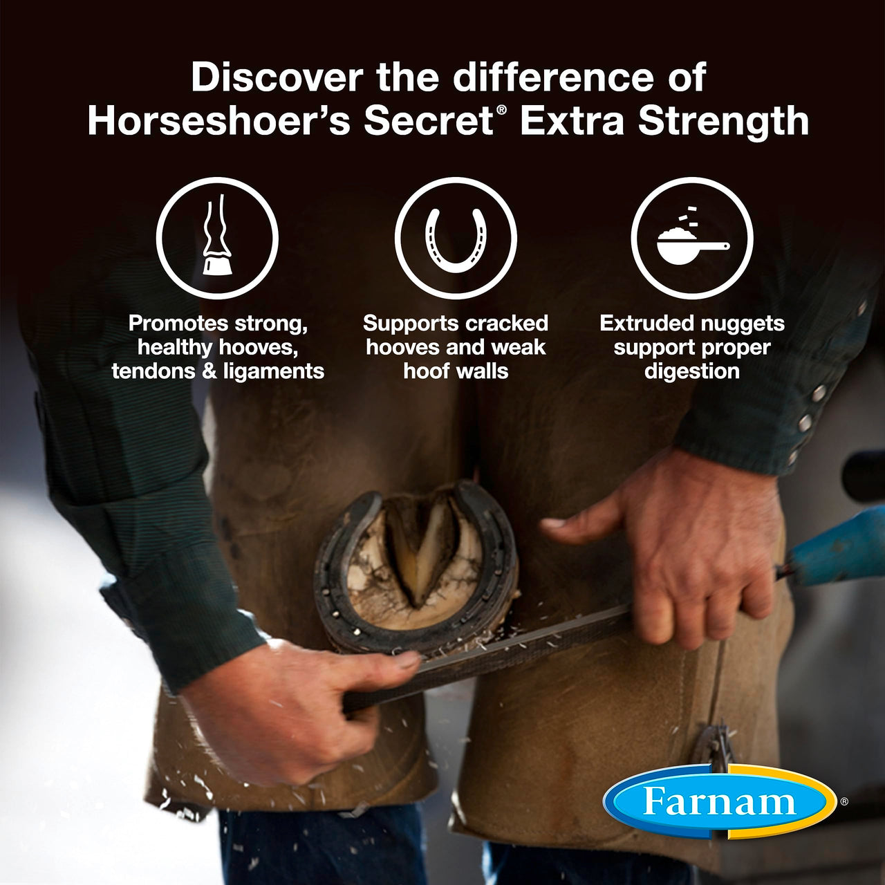 Farnam Horseshoer's Secret Extra Strength Hoof & Connective Tissue Biotin Supplement with Aminos for Strong, Healthy Hooves, Tendons & Ligaments, 7.5 lbs, 60-Day Supply