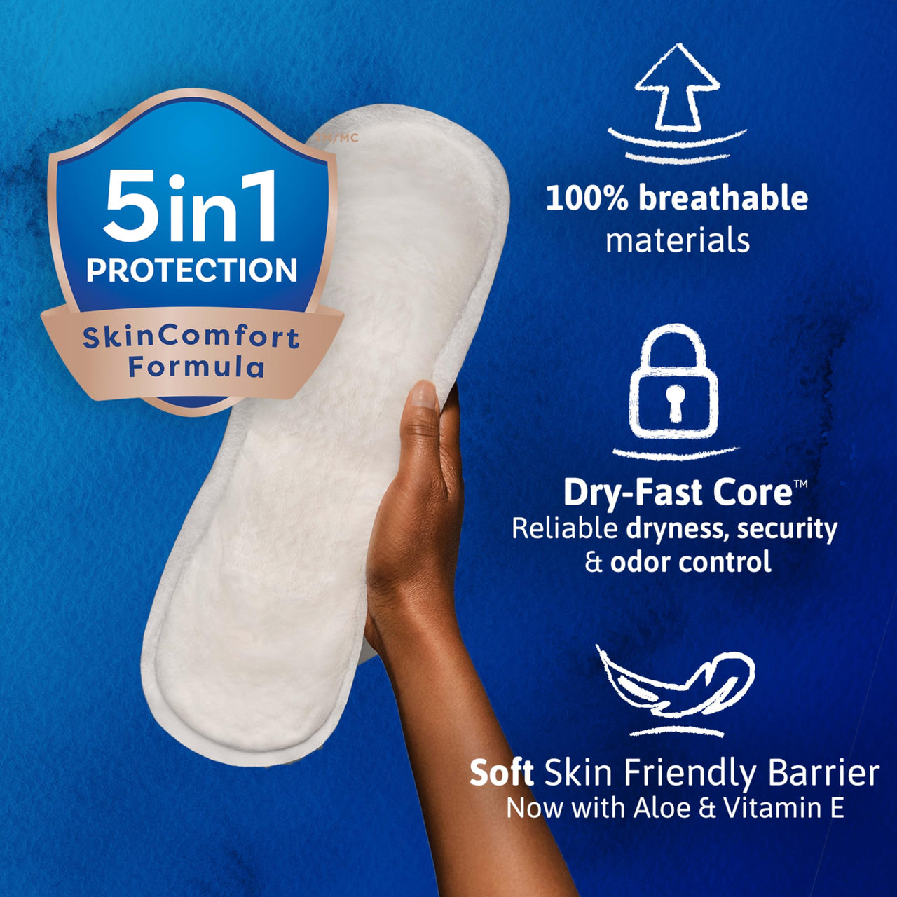 TENA Sensitive Care Extra Coverage Moderate Long Incontinence Bladder Control Pad, 60 Count