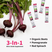 Thumbnail for Snap Supplements Organic Beet Root Powder Nitric Oxide Supplement for Men & Women with Red Spinach, Supports Healthy Energy & Blood Pressure Already in Normal Range, 10 Stick Packs, Mixed Berry