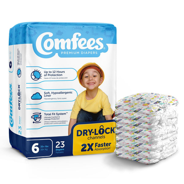 Comfees Premium Baby Diapers with Total Fit System for Boys & Girls, Size 6, 92Count
