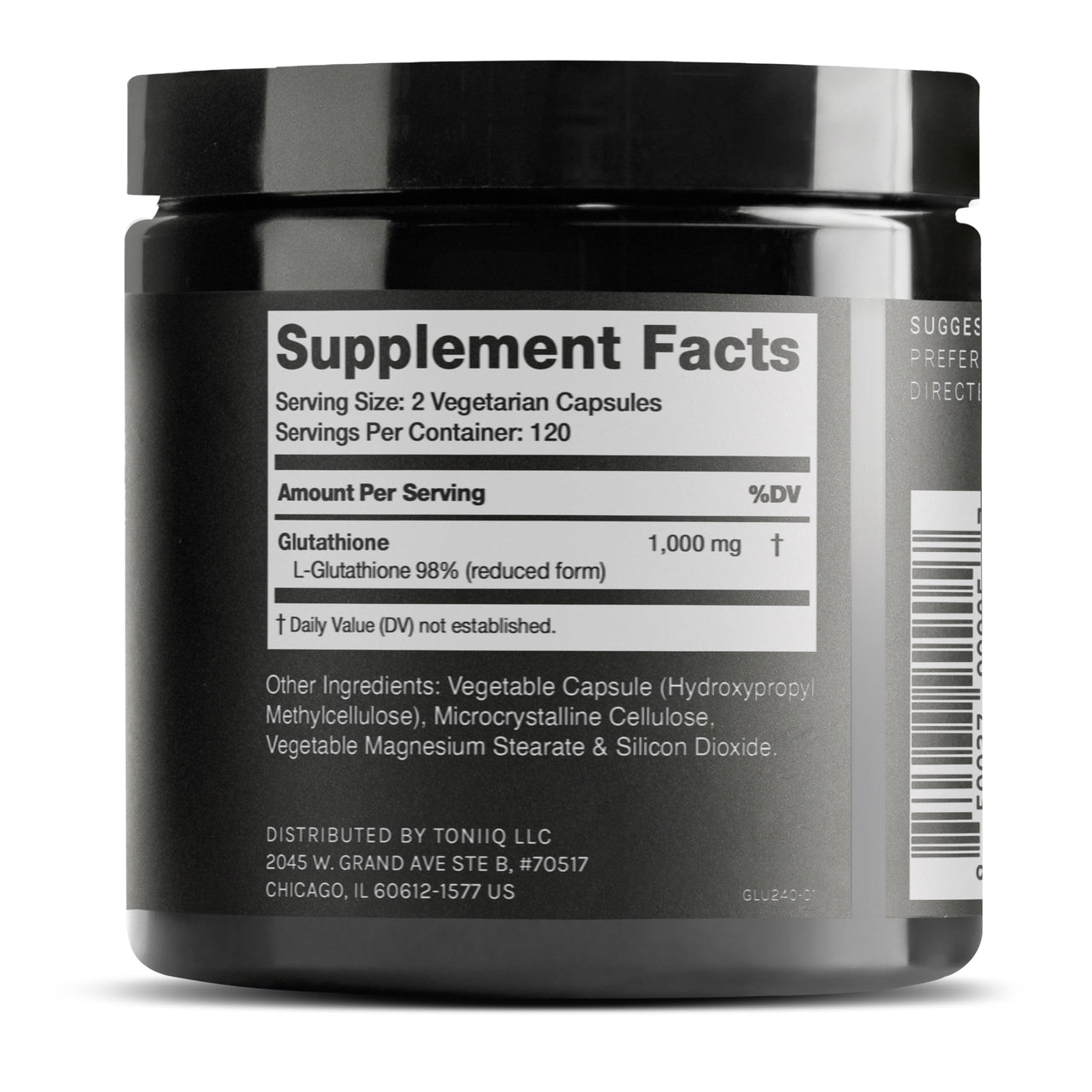 Toniiq Ultra High Strength Glutathione Capsules - 1000mg Concentrated Formula - 98%+ Highly Purified and Bioavailable - Non-GMO Fermentation - 240 Capsules Reduced Glutathione Supplement