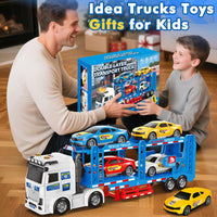 Thumbnail for BainGesk Semi Truck Toys Car for 3, 4, 5, 6, 8 Years Old Boys Girls, Adjustable Double Decker Carrier Truck with Light & Sound, Car Hauler with Trailer Toy, Large Transport Toy Gifts for Toddler