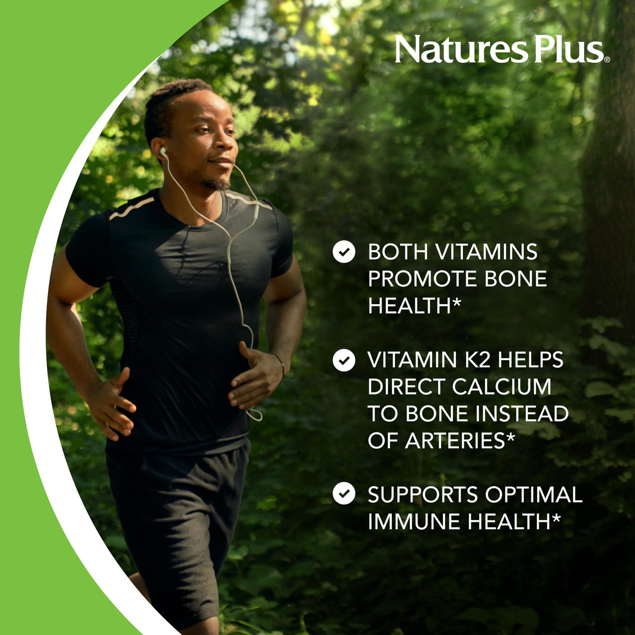 NaturesPlus Vitamins D3 & K2 - 90 Tablets - Promotes Bone Support, Immune Function, Cardiovascular Health & Mood Balance - Vegetarian, Gluten Free - 90 Servings