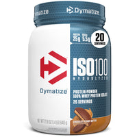 Thumbnail for Dymatize ISO100 Whey Protein Powder Isolate, Chocolate Peanut Butter, 25g of Protein, 20 Servings, 5.5g BCAAs, Less Than 120 Cal., Gluten Free, 1g Fat, 1g Sugar, 2g Carb