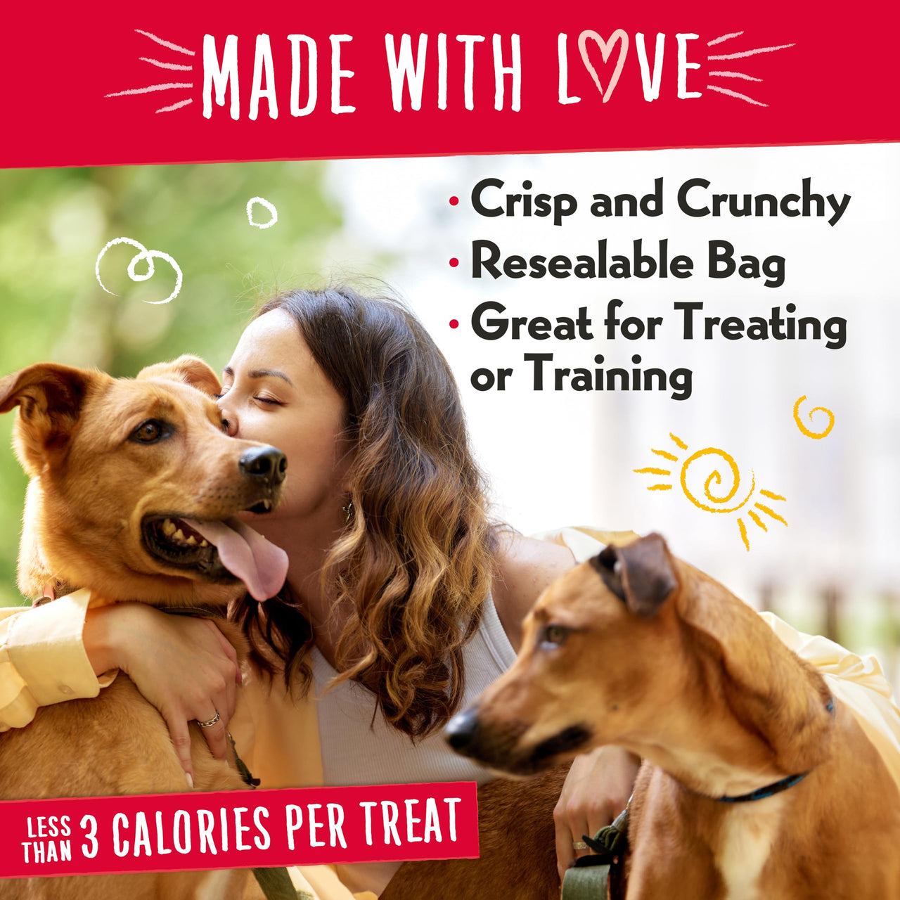 Charlee Bear Crunch Grain Free Dog Treats, Peanut Butter and Banana, 8 Ounce Resealable Bag, Low Calorie Training Treats for Dogs, Limited Ingredient, Healthy, Crunchy Dog Snacks, Made in USA