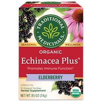 Thumbnail for Traditional Medicinals Tea, Organic Echinacea Plus Elderberry, Boosts the Immune System, 16 Tea Bags