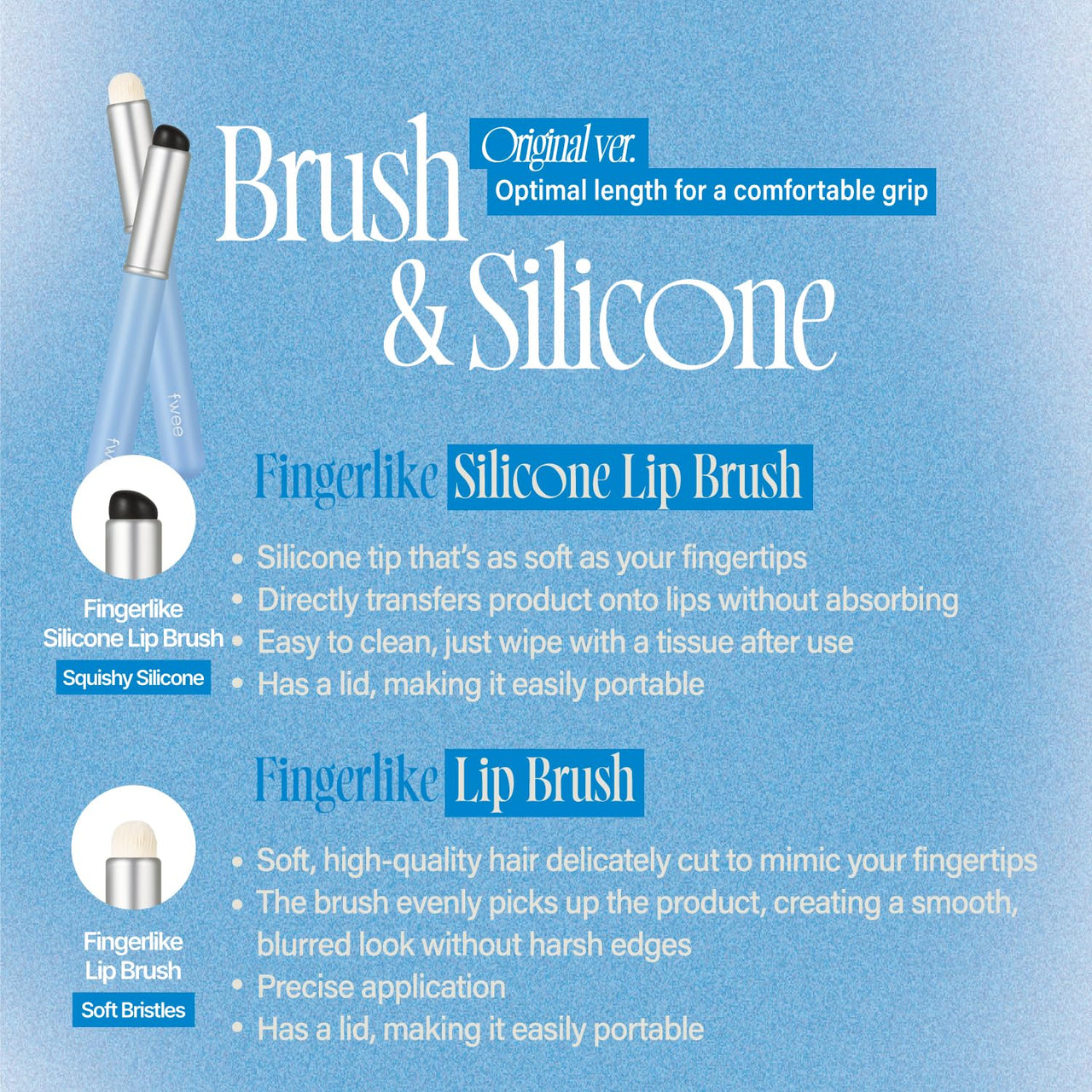 fwee Fingerlike Silicone Lip Brush Mini | Multi-purpose Makeup Blending Brush with Lid