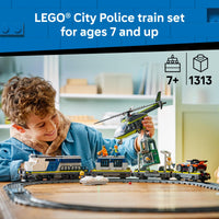 Thumbnail for LEGO City Police Train Heist Building Toy - Train Set with Police Car Toy for Boys & Girls, Ages 7+ - Pretend Play Set for Kids - Gifts for Birthdays - 60508