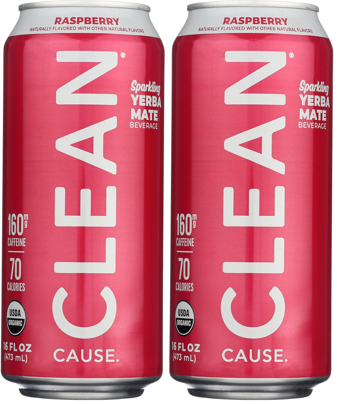 Clean Cause, Yerba Mate Energy Drink, Raspberry, 16 oz (Pack of 2)
