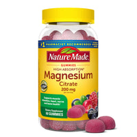 Thumbnail for Nature Made High Absorption Magnesium Citrate 200 mg per serving, Magnesium Supplement for Muscle, Nerve, Bone and Heart Support, 60 Magnesium Gummies, 30 Day Supply