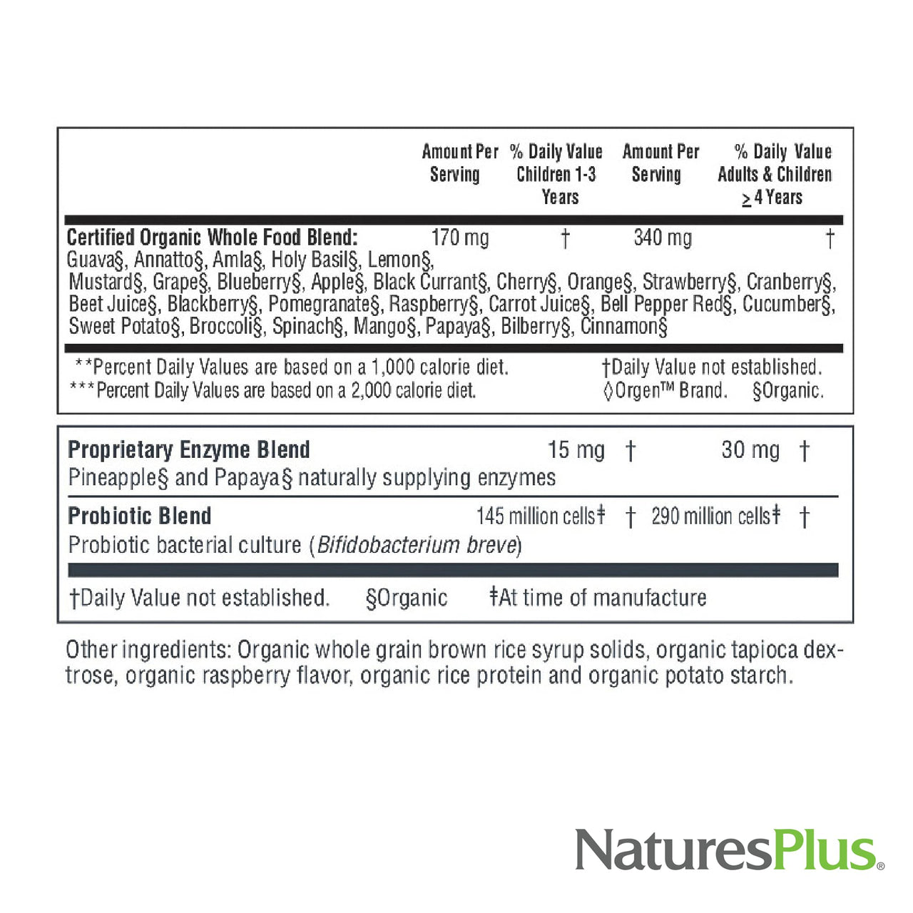NaturesPlus Source of Life Garden Family Multivitamin - 60 Chewables - Mixed Berry Flavor - Energy, Metabolism & Digestive Health with Probiotics - USDA Certified Organic - Up to 60 Servings