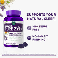 Thumbnail for ZzzQuil PURE Zzzs Melatonin Gummies, Sleep Aid, Melatonin 2mg, with Chamomile & Lavender, Melatonin Sleep Gummies, Sleep Aids for Adults, Wildberry Vanilla Flavored, 72 Sleep Gummies