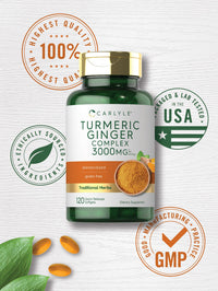 Thumbnail for Carlyle Turmeric and Ginger Supplement | 120 Softgel Capsules | Turmeric Curcumin Complex | with Black Pepper Extract | Non-GMO, Gluten Free