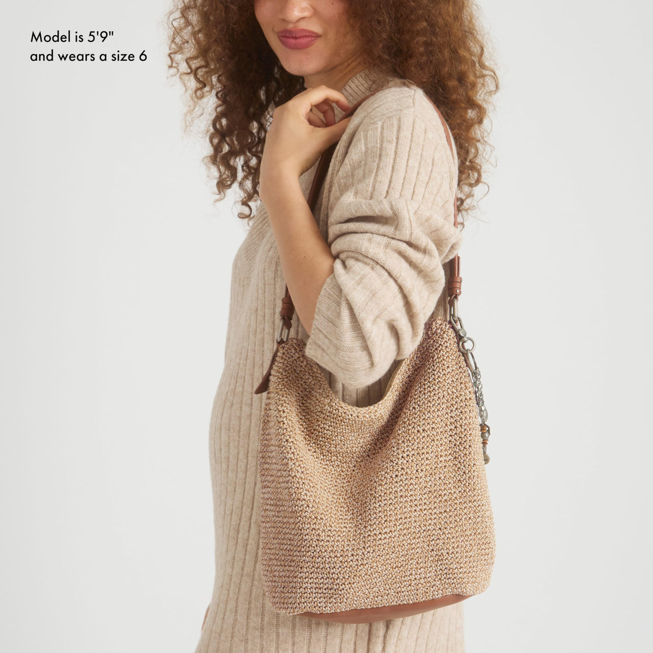 The Sak Sequoia Hobo Bag - Hand Crochet Women's Handbag for Everyday & Travel - Durable, Large Purse With Shoulder Bag Strap & Zipper Pocket - Bamboo