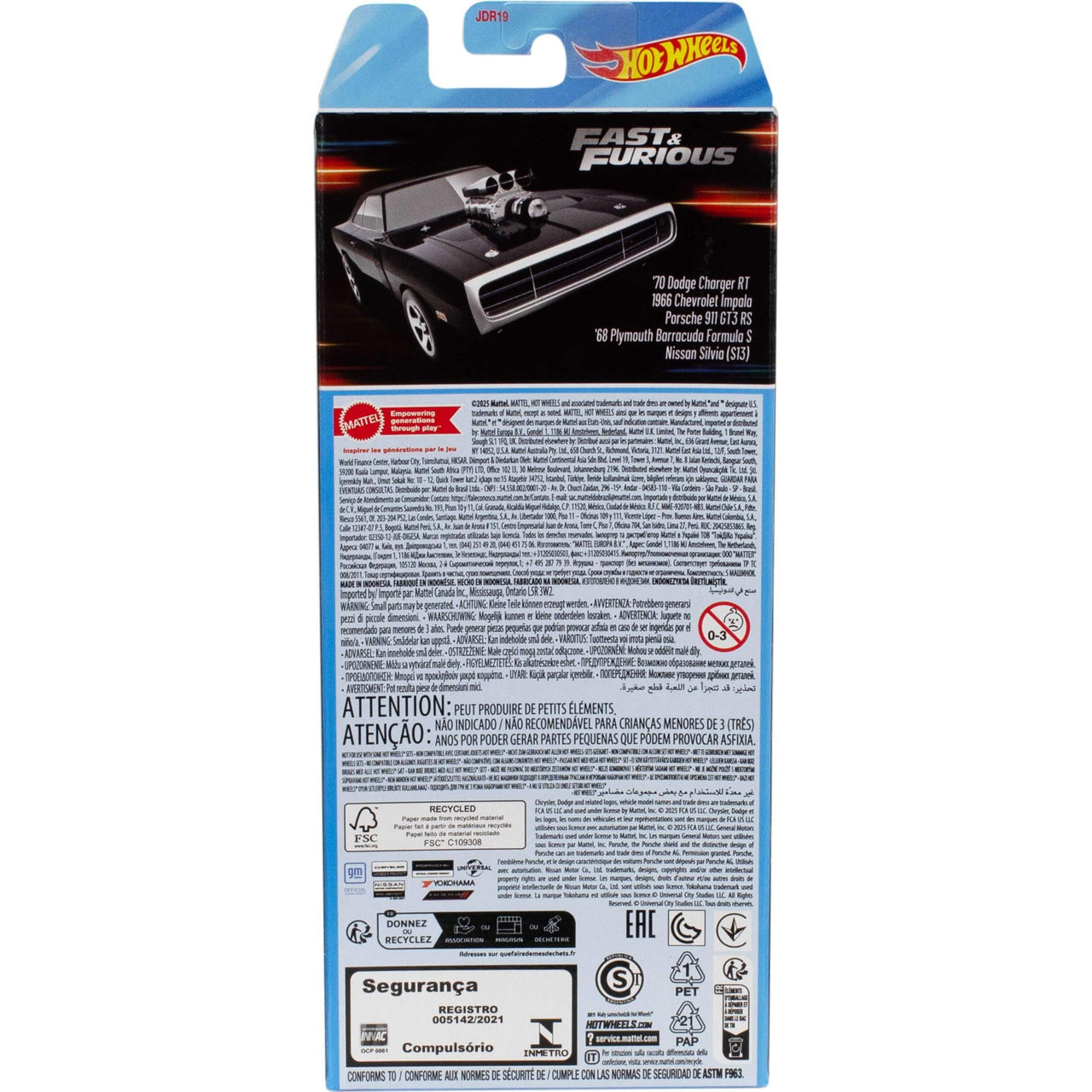 Hot Wheels Fast & Furious Toy Cars, Set of 5 1:64 Scale Die-Cast Vehicles Inspired By & Seen in the Fast Movies