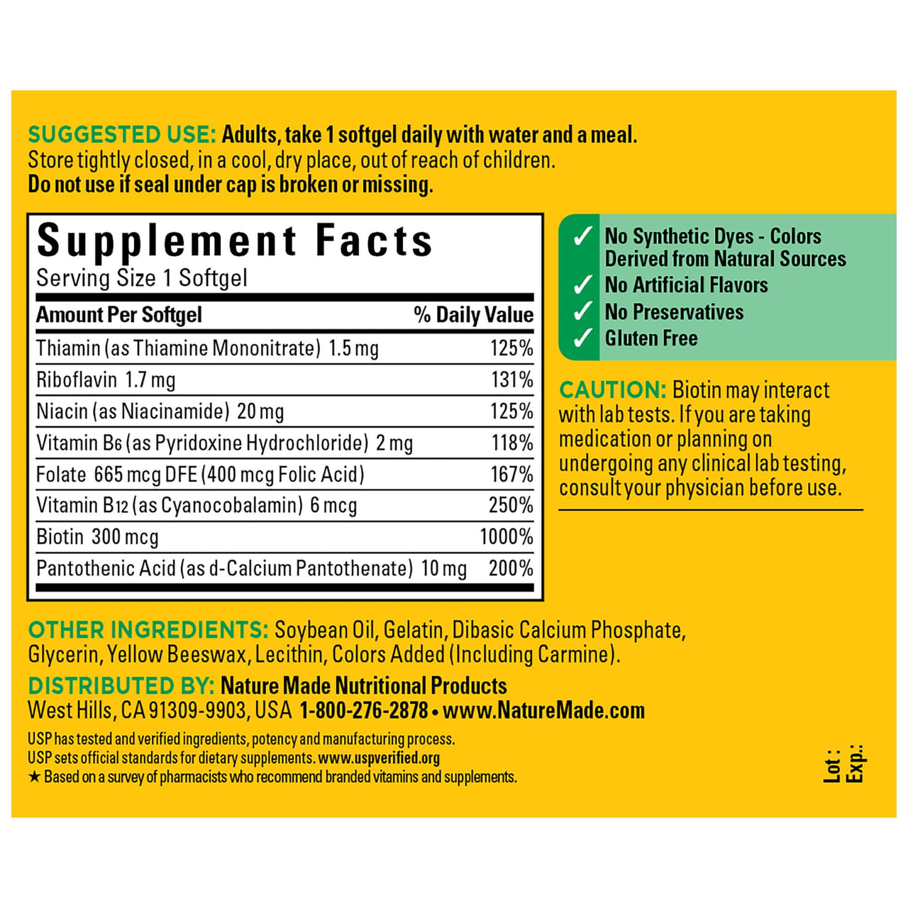 Nature Made Super B Energy Complex, Dietary Supplement for Brain Cell Function Support, 160 Softgels, 160 Day Supply