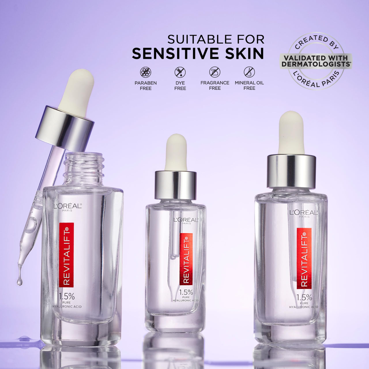 L'Oreal Paris Revitalift 1.5% Pure Hyaluronic Acid Serum for Face, Anti Aging Serum to Hydrate Skin & Reduce Wrinkles, Fragrance Free Skin Care for All Skin Types, 1 Oz