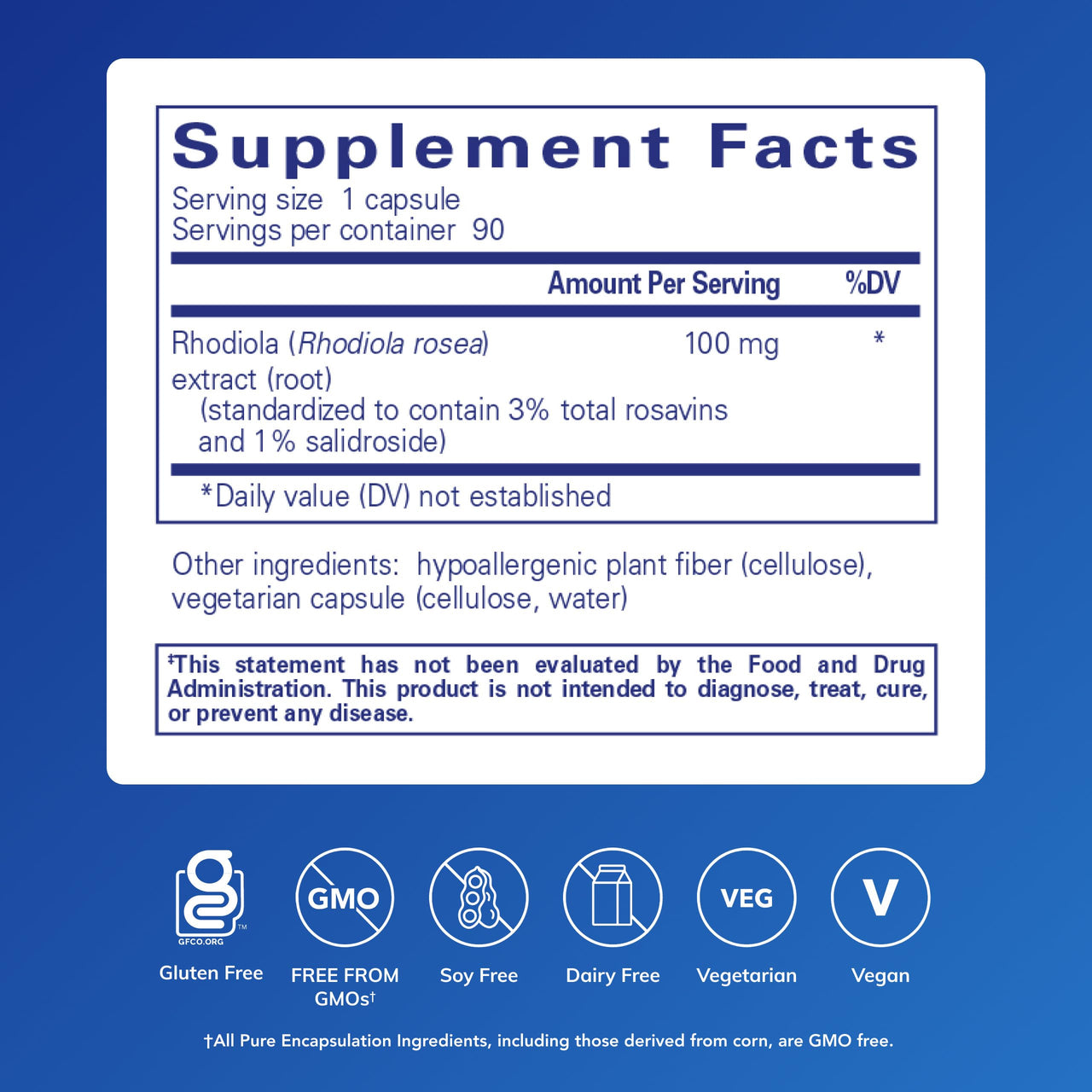Pure Encapsulations Rhodiola Rosea - for Occasional Stress, Endurance & Fatigue Relief* - with Adaptogens - Gluten Free & Vegan - 90 Capsules
