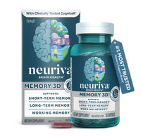 Thumbnail for NEURIVA Memory 3D Brain Supplement - Decaffeinated Nootropic Capsules for Memory, Focus, & Cognitive Function - Short Term, Long Term, & Working Memory Support - 50ct