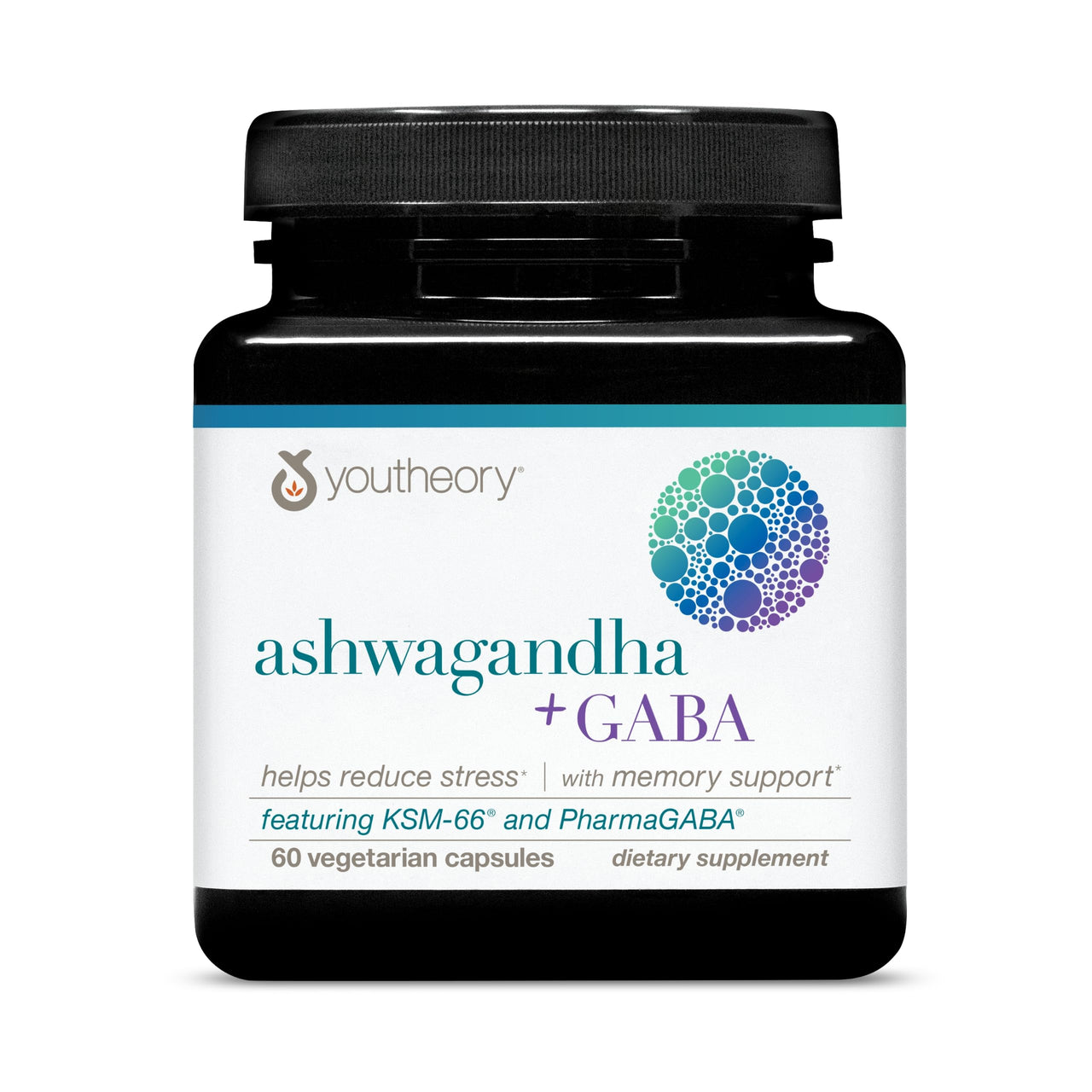Youtheory Ashwagandha + GABA - Adaptogenic Blend with Organic KSM-66 & Ginger - Aids Stress Relief & Mood* - Supports Energy Levels* - 60 Vegetarian Capsules (30-Day Supply)*