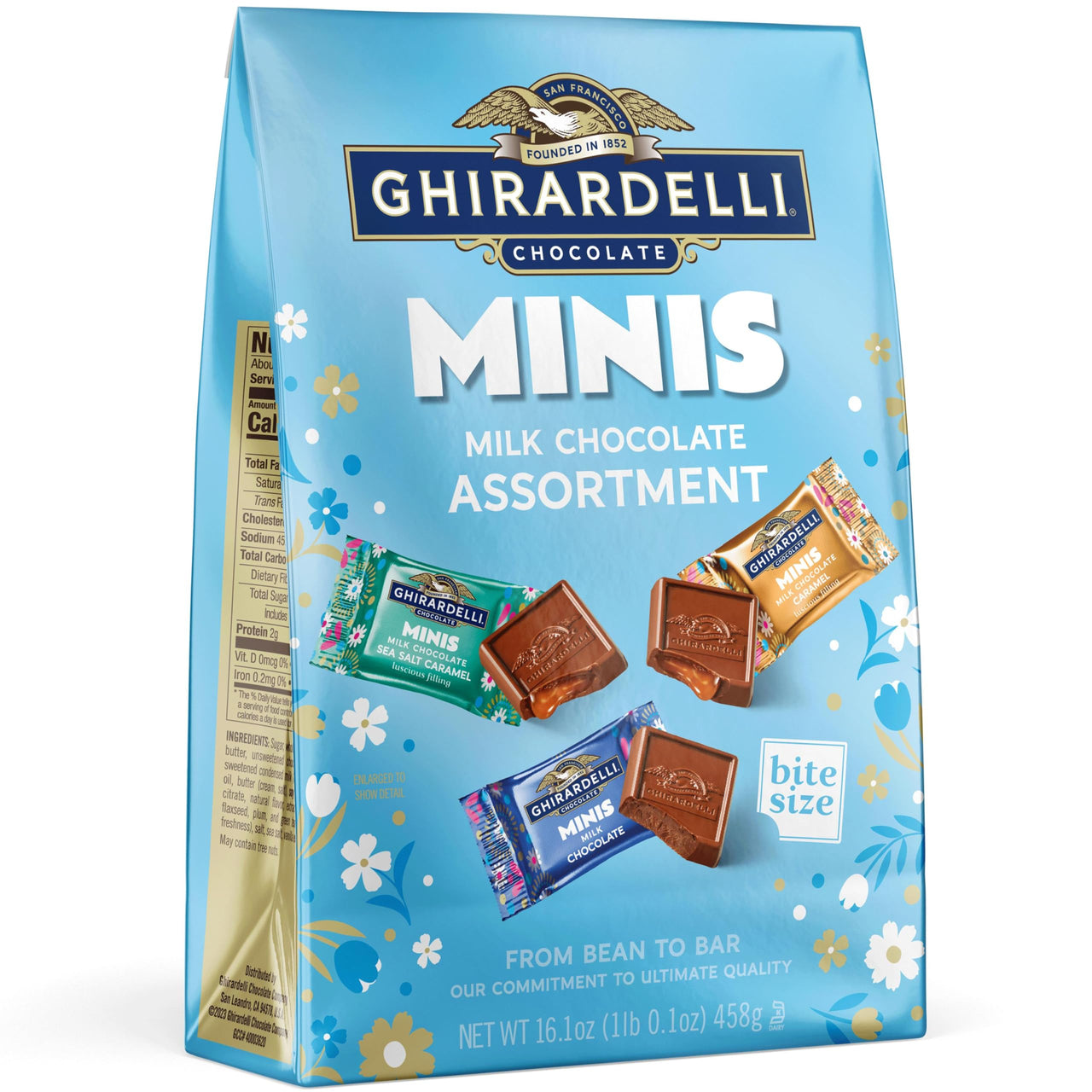 Ghirardelli Minis Milk Chocolate Assortment Bag, 16.1 oz (Milk Chocolate +Caramel, Sea Salt Caramel,)