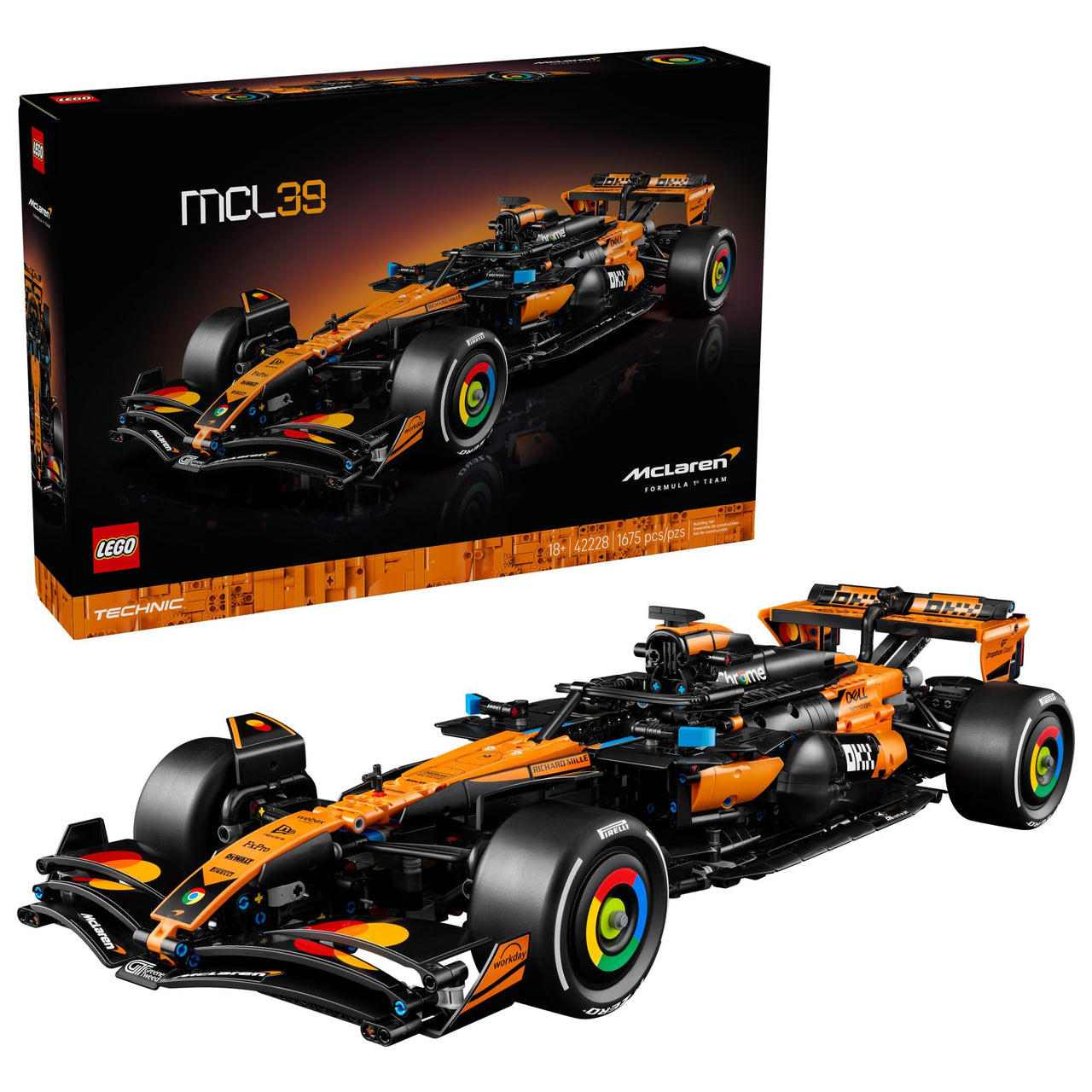 LEGO Technic McLaren MCL39 F1 Car Building Set for Adults - Room or Office Decor for Men & Women, Ages 18+ - Gift for Birthdays - Authentic Details - 42228