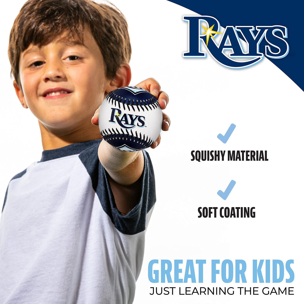 Franklin Sports Tampa Bay Rays MLB Team Baseball - MLB Team Logo Soft Baseballs - Toy Baseball for Kids - Great Decoration for Desks and Office