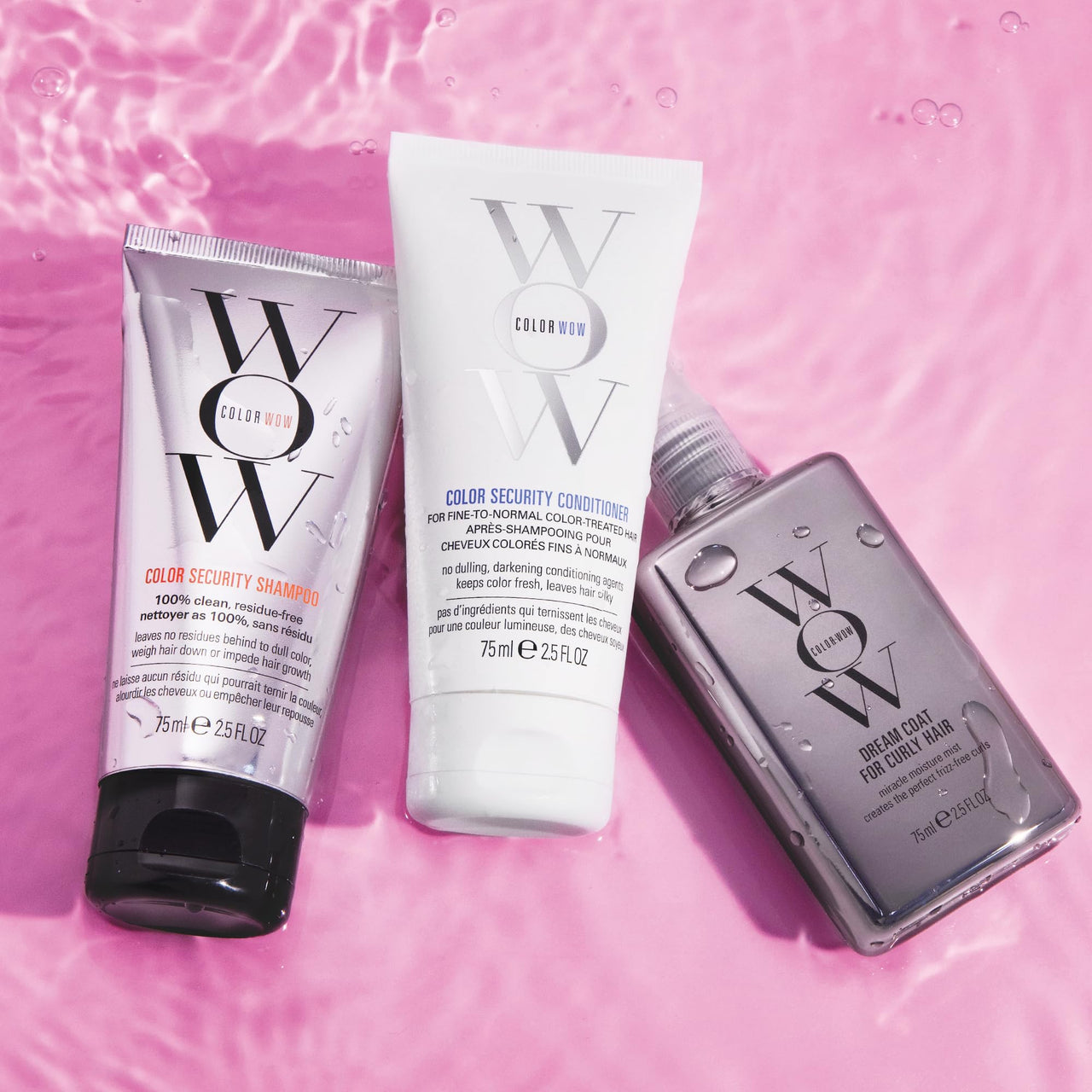 COLOR WOW Dream Curly Travel Size Kit – Color Security Shampoo & Conditioner (2.5 oz), Dream Coat for Curly Hair (2.5 oz), The ultimate curl collection