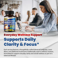 Thumbnail for 10 in 1 High Strength Mushroom Supplement - Lions Mane, Cordyceps, Reishi - Brain Supplements for Memory and Focus ** 5-Month Supply
