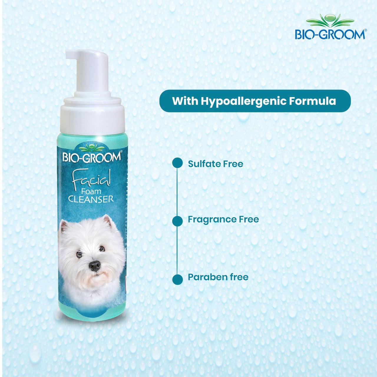 Bio-groom Facial Cleanser - Dog Face Wash, Unscented, No Rinse, Dog Face Scrub, Tear Stain Remover, Cruelty-Free, Made in USA, Dog Face Cleaner - 8 fl oz 1-Pack