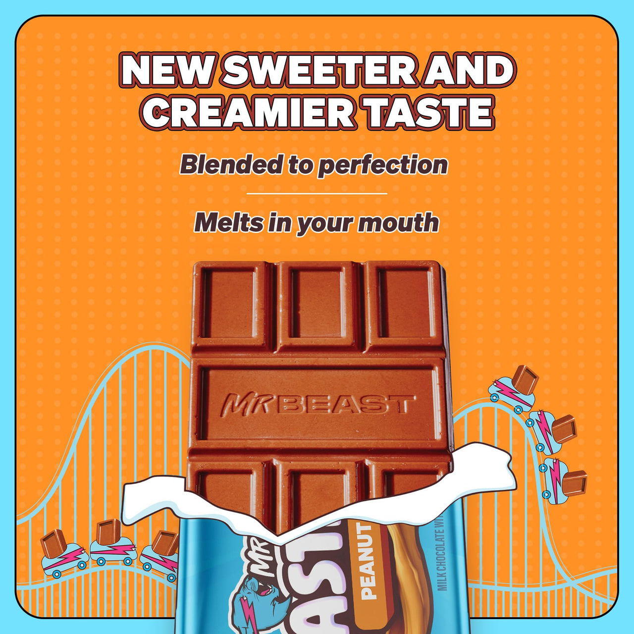 MrBeast Feastables Peanut Butter Milk Chocolate Bar, Full Size, 24 Count, Creamy Peanut Butter Filled Chocolate Candy, Fairtrade Cocoa, 1.24oz Each
