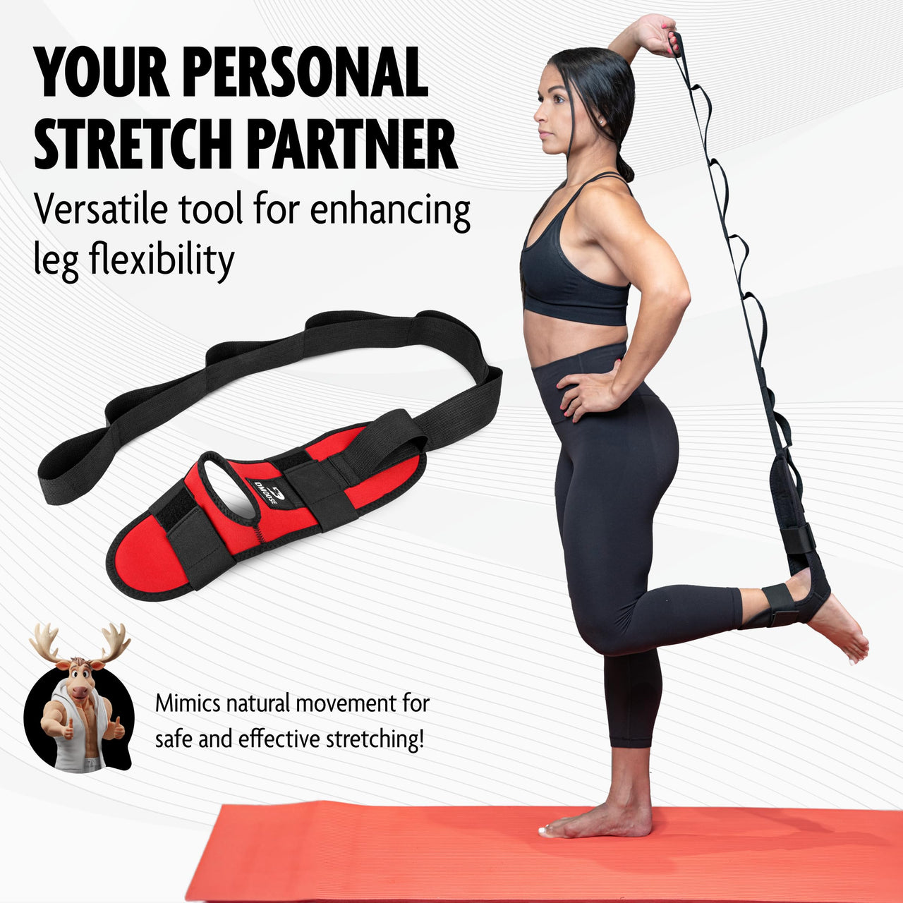Neoprene Padded Foot & Calf Stretcher for Plantar Fasciitis, Achilles, Tendonitis, Hamstring & Heel Spurs - Adjustable Leg Stretch Strap with Velcro - Stretching Strap for Leg Recovery and Flexibility