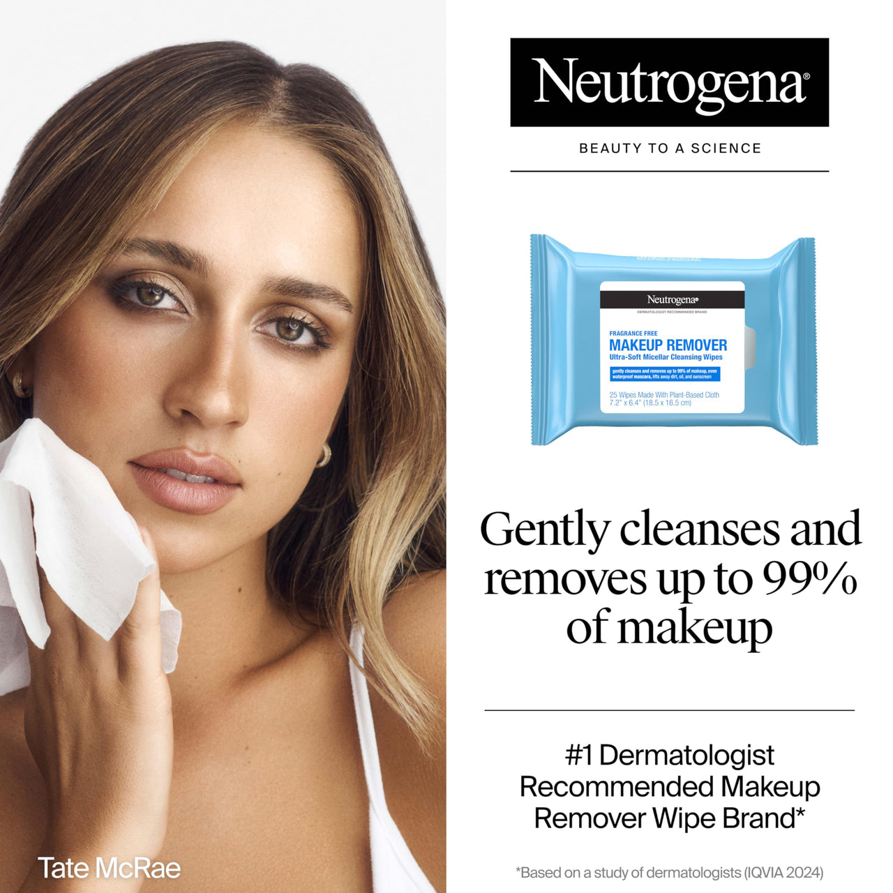 Neutrogena Fragrance-Free Makeup Remover Wipes, Daily Facial Cleanser Towelettes, Gently Removes Oil & Makeup, Alcohol-Free Makeup Wipes, Twin Pack, 2 x 25 ct