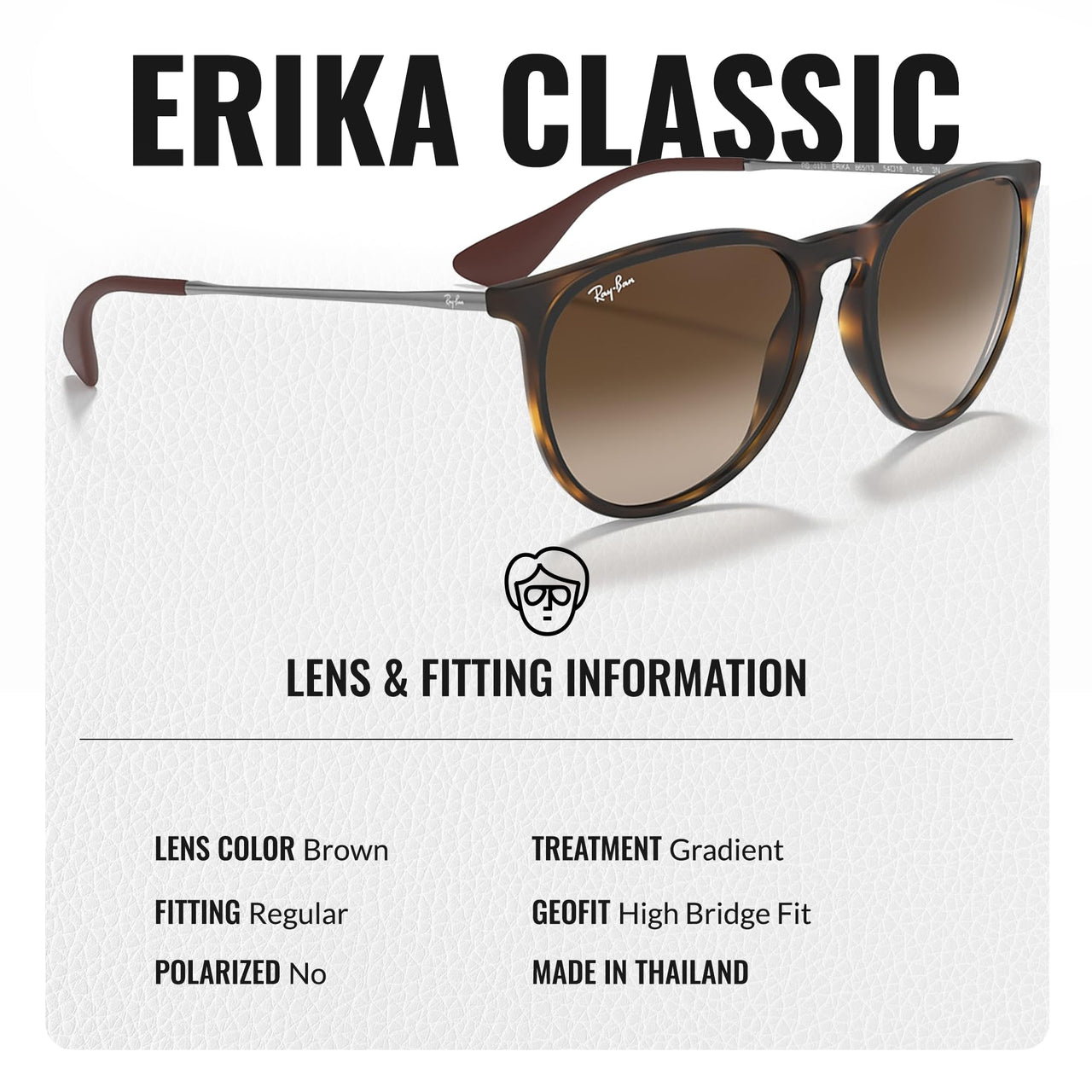 Ray-Ban RB4171 ERIKA Classic Phantos Shape Sunglasses With Eyewear Kit Bundle - High Bridge Fit - Ideal Formal and Casual Wear Retro Sunglasses