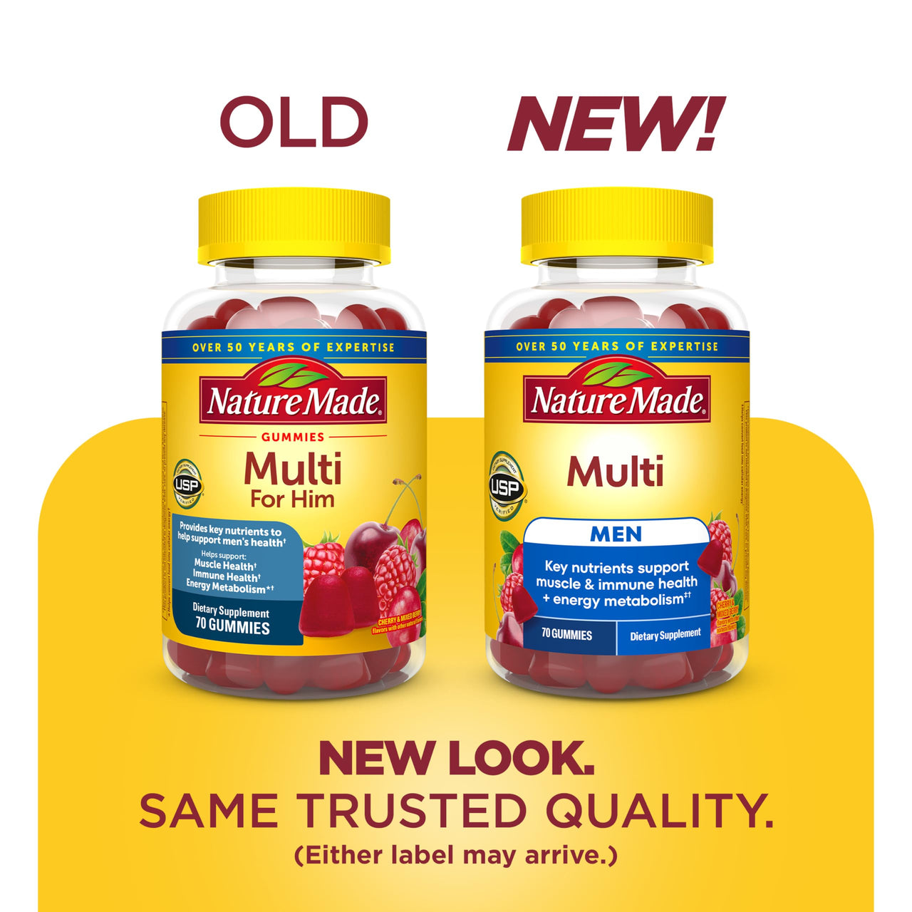 Nature Made Multi for Him, Mens Multivitamins Gummies, Energy Metabolism Support, Multivitamin for Men, 70 Gummy Vitamins and Minerals, 35 Day Supply