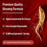 Thumbnail for NutraChamps Korean Red Panax Ginseng Capsules | Extra Strength Ginsenosides for Energy, Focus, Performance, Vitality & Immune Support | Korean Ginseng Root Extract (120, Red)