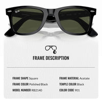 Thumbnail for Ray-Ban RB2140 Original Wayfarer Classic Square Shape Sunglasses With Eyewear Kit Bundle - High Bridge Fit - Ideal Formal and Casual Wear Square Sunglasses