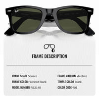 Thumbnail for Ray-Ban RB2140 Original Wayfarer Classic Square Shape Sunglasses With Eyewear Kit Bundle - High Bridge Fit - Ideal Formal and Casual Wear Square Sunglasses