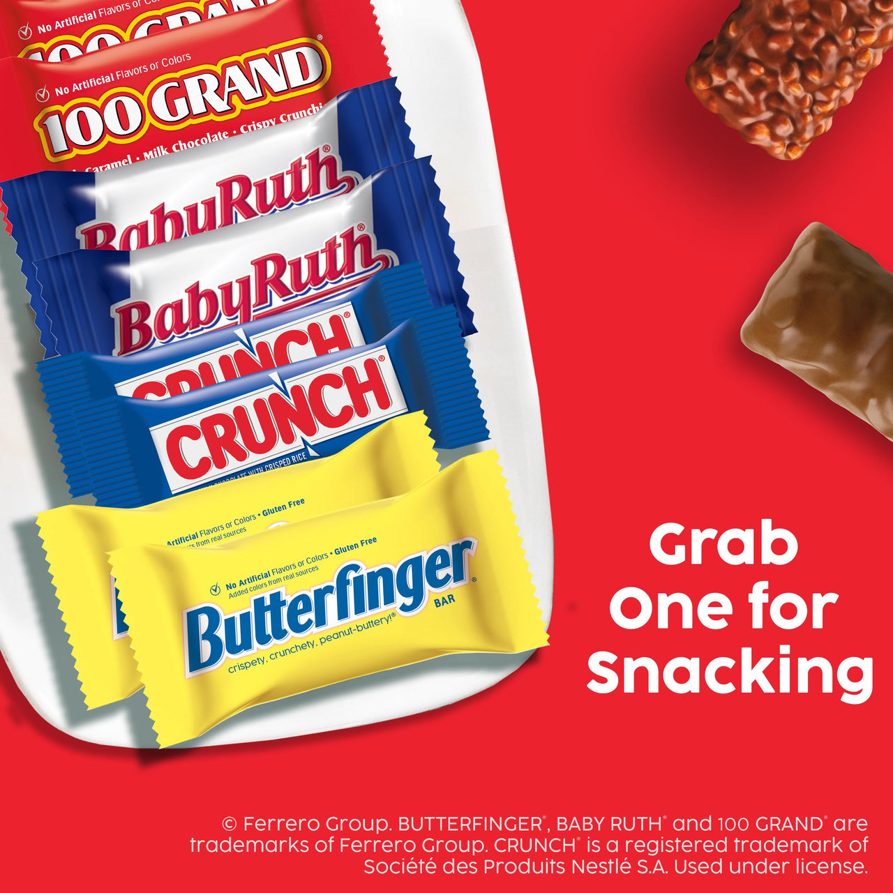 Assorted Butterfinger, Crunch, Baby Ruth, and 100 Grand Fun Size Chocolates, 60 count Party Pack, 37.2 oz