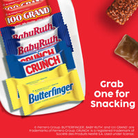 Thumbnail for Assorted Butterfinger, Crunch, Baby Ruth, and 100 Grand Fun Size Chocolates, 60 count Party Pack, 37.2 oz