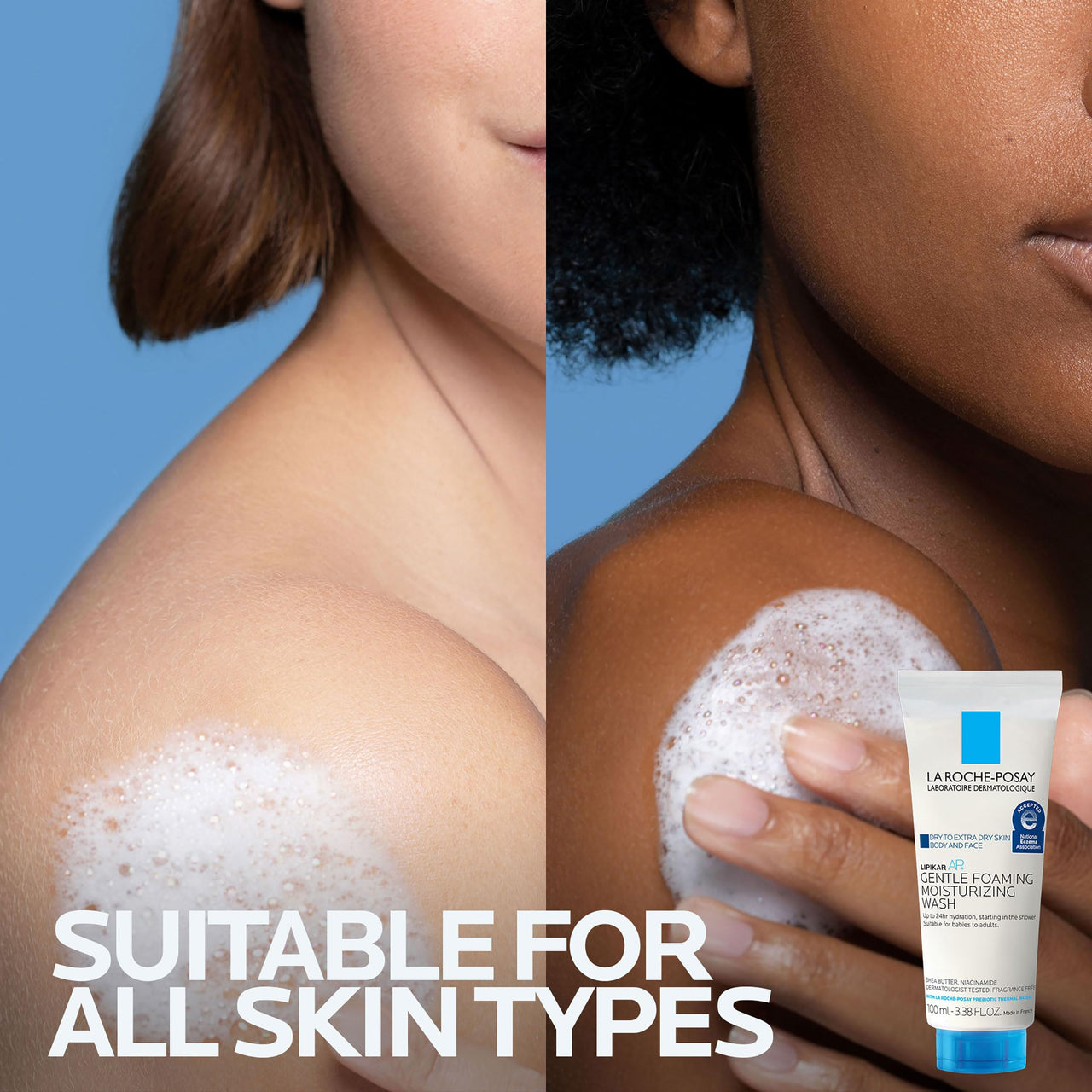 La Roche-Posay Lipikar AP+ Gentle Foaming Moisturizing Wash, Shea Butter + Niacinamide + Glycerin, Moisturizing Body Wash For Dry Skin, National Eczema Association Accepted, Soap Free