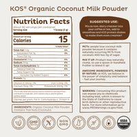 Thumbnail for KOS Organic Coconut Milk Powder, USDA Certified - Sugar Free & Plant Based Creamer for Coffee, Tea, Smoothies - Vegan, Keto, Paleo Friendly, Non GMO, Gluten & Dairy Free - 90 Servings Resealable Bag