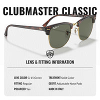 Thumbnail for Ray-Ban RB3016 Clubmaster Polarized Classic Square Shape Sunglasses With Eyewear Kit Bundle - High Bridge Fit - Ideal Formal and Casual Wear Square Sunglasses