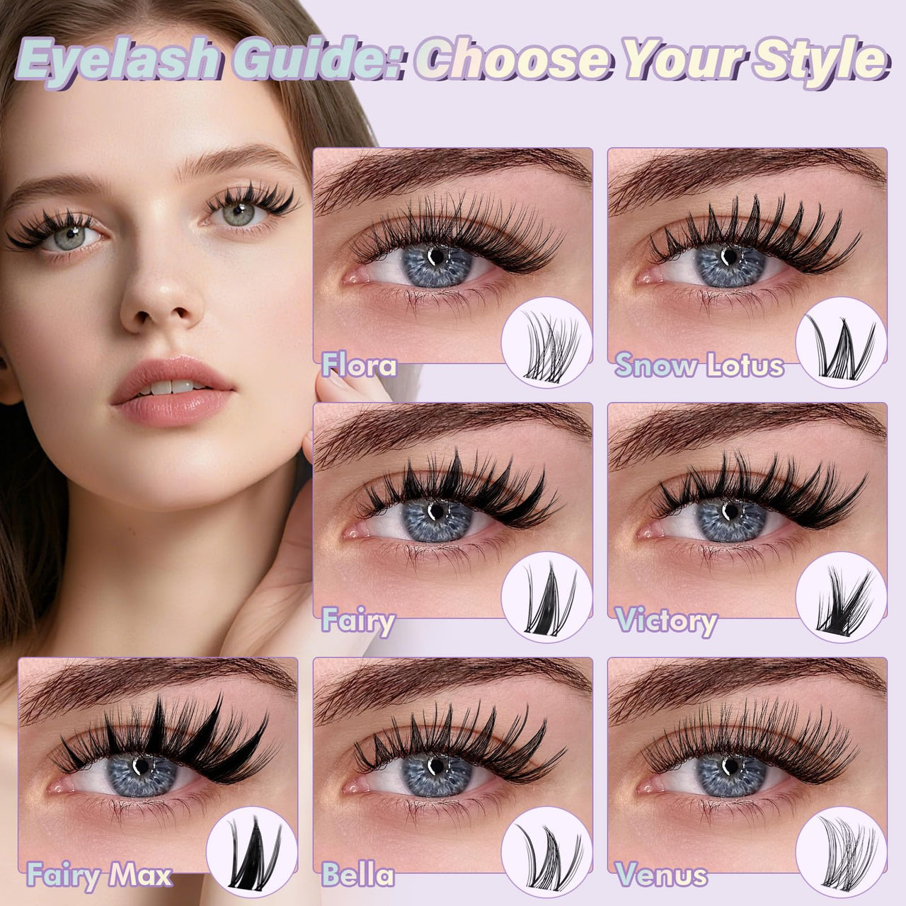 B&Q Fairy Lash Clusters Kit - DIY Lash Extension Kit at Home Beginner-Friendly Manga Lashes, 144pcs 8-18mm Wispy Clusters with 0.3mm Invisible Band & Waterproof, Salon Look for Daily Work & Parties