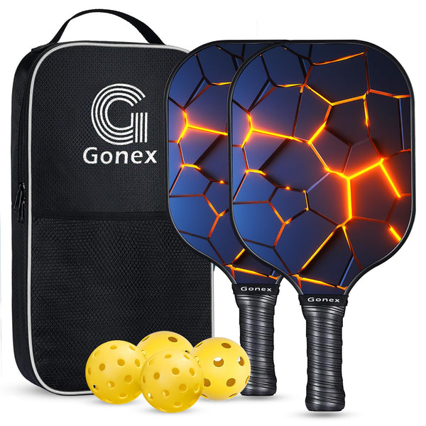 Gonex Pickleball Paddles, USAPA Approved Graphite Pickleball Rackets with Comfort Grip, Carbon Fiber Pickleball Set of 2/4 Paddles with 4 Balls, Portable Carry Bag
